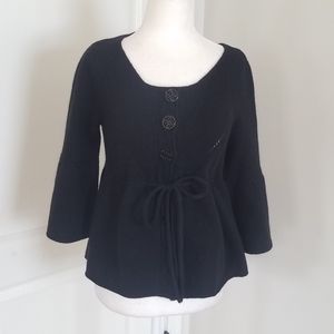 Sarah Spencer wool and angora blend 3/4 sleeve cardigan sweater